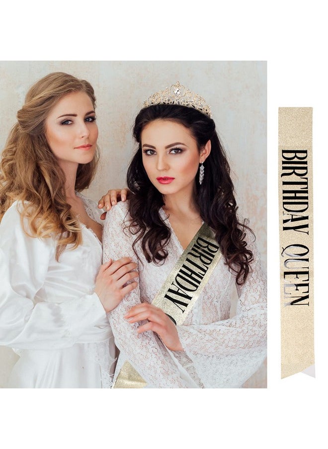 Velscrun Tiara for Women Birthday, Happy Birthday Tiara and Sash Set, Birthday Crowns for Women, Birthday Tiara for Women with Rhinestone, Tiaras and Crowns for Women with Combs, Birthday Girl Sash  - Image 2
