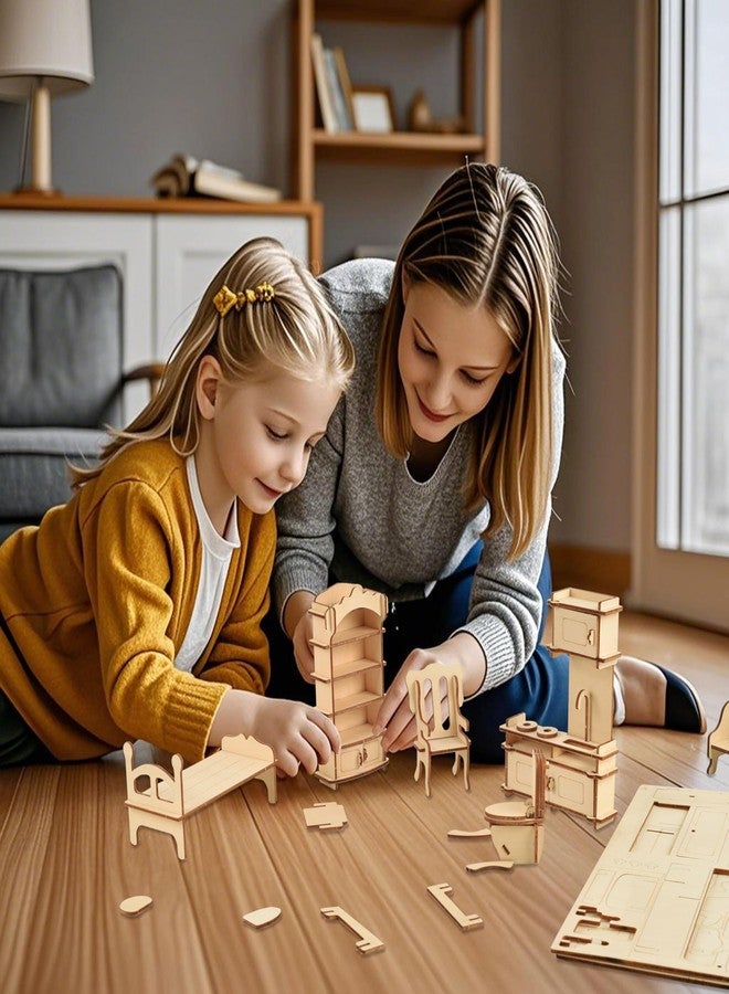 BOHS Wooden Dolls House Furniture 1/12 Scale - 3D Puzzles for Miniature Dollhouse Furniture Accessories - Large,28 PCS - Image 3
