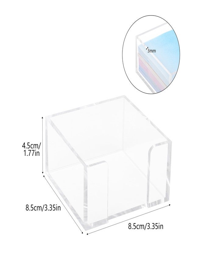 Klmnop 4 Pcs Acrylic Sticky Note Holder, Clear Notepad Holder for Storing 3" x 3" Sticky Note, Acrylic Sticky Note Dispenser for Desk Organizer School and Office(Clear) - Image 2