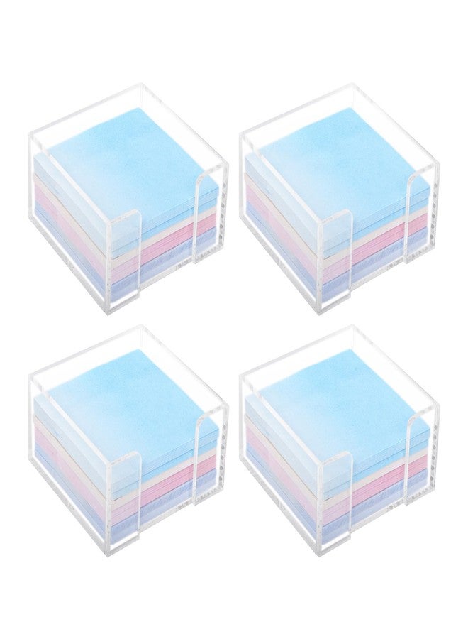 Klmnop 4 Pcs Acrylic Sticky Note Holder, Clear Notepad Holder for Storing 3" x 3" Sticky Note, Acrylic Sticky Note Dispenser for Desk Organizer School and Office(Clear) - Image 1