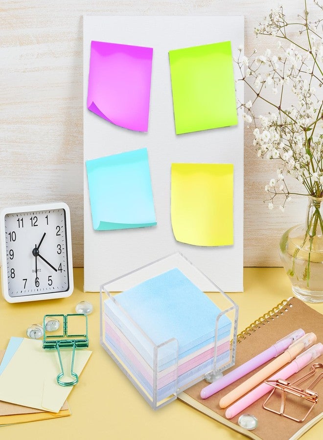 Klmnop 4 Pcs Acrylic Sticky Note Holder, Clear Notepad Holder for Storing 3" x 3" Sticky Note, Acrylic Sticky Note Dispenser for Desk Organizer School and Office(Clear) - Image 3