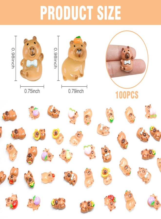 HOMICO 100 Pieces Mini Fruit Capybara for Dollhouse Miniatures Resin Animals for Crafts Mini Capybara for Fairy Garden Micro Landscaping Decoration - Image 3