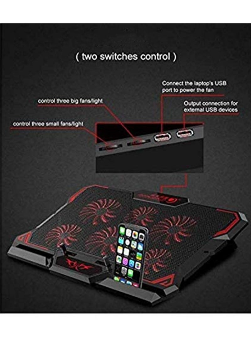 Generic 17inch Gaming Laptop Cooler Six Fan Two USB Port 2600RPM Laptop Cooling Pad Notebook Stand for Laptop （without screen)  - Image 3