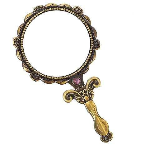 PRAYAS Handheld Mirror Rhinestone Mirror Tabletop Mirror Makeup Gifts for Women Tabletop Stand Mirror Vintage Travel Mirror Retro Hand Mirror Vintage Makeup Mirror Handheld Makeup Mirror Pack of 2 - Image 1