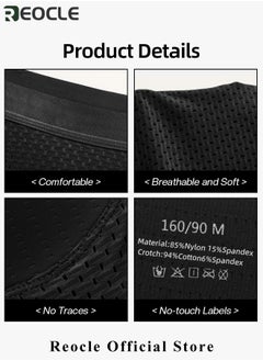 REOCLE Men's Mesh Underwear Boxer Back Padded Underwear Boxer Shaper Boxer Nylon Ice Silk Breathable Shapewear Padded Enhancing Underwear  - Image 5