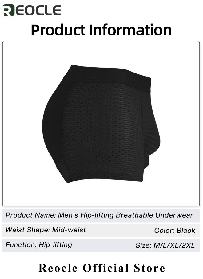 REOCLE - Men's Mesh Underwear Boxer Back Padded Underwear Boxer Shaper Boxer Nylon Ice Silk Breathable Shapewear Padded Enhancing Underwear - Image 1