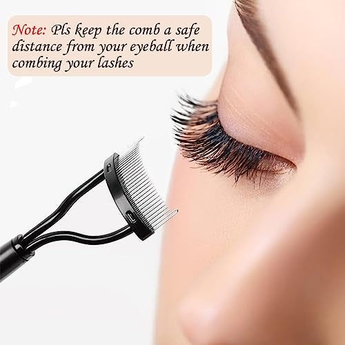 Inralimot Eyelash Comb Eyebrow Brush Eyelash Separator Mascara Applicator Eyelash Definer With Comb Cover Arc Designed Cosmetic Brushes Tool Black - Image 3