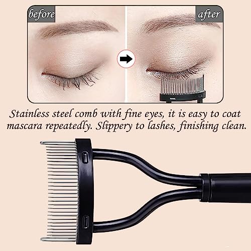 Inralimot Eyelash Comb Eyebrow Brush Eyelash Separator Mascara Applicator Eyelash Definer With Comb Cover Arc Designed Cosmetic Brushes Tool Black - Image 4