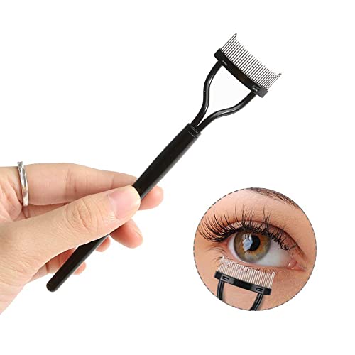 Inralimot Eyelash Comb Eyebrow Brush Eyelash Separator Mascara Applicator Eyelash Definer With Comb Cover Arc Designed Cosmetic Brushes Tool Black - Image 1