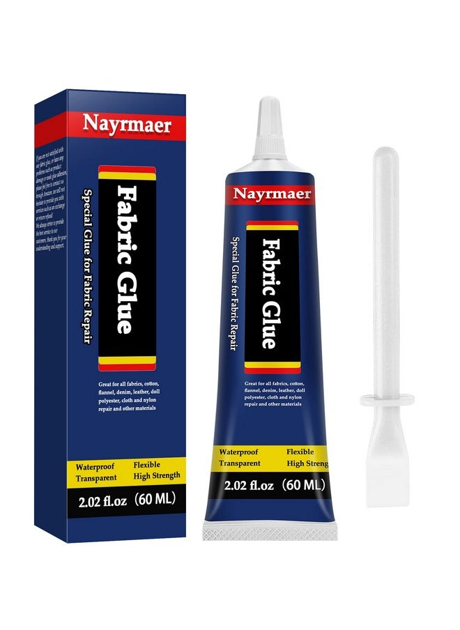 Nayrmaer Fabric Glue, Permanent Clear Washable Clothing Glue for All Fabrics, Cotton, Flannel, Denim, Leather, Polyester, Doll Repair, 24 Hours Dry and Waterproof (FG60g)  - Image 1
