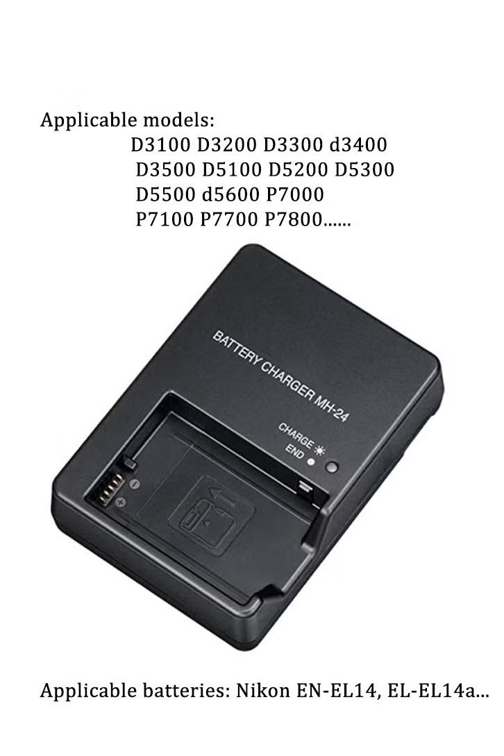 دارك هورس شاحن بطارية الكاميرا MH-24 شاحن متوافق مع نيكون D3100، D5100، D5200، D3300، D3200، P7000، P7100 لبطارية EN-EL14 - Image 2