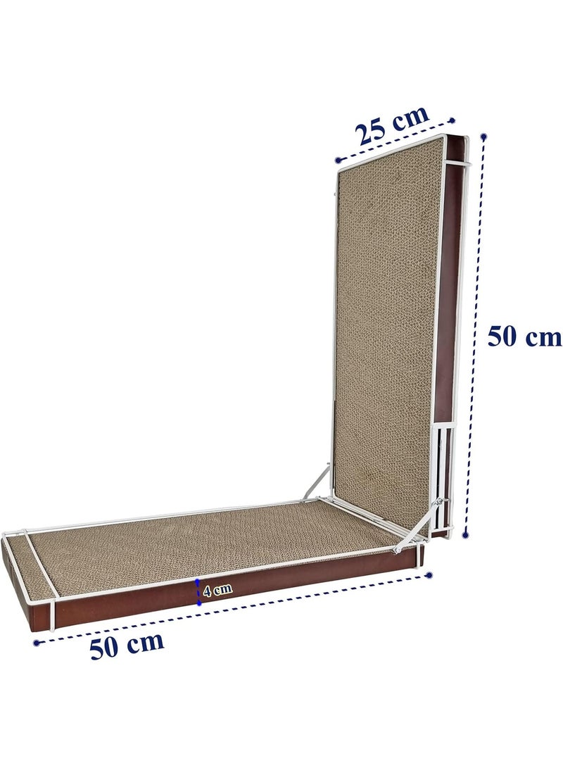 NNC PETS Cat scratching board for indoor cats & kittens, L-shaped wall-mounted cat scratcher with Catnip, Metal structure, and Corrugated cardboard, Durable cat play toy for feline claw care (44 cm) - Image 2