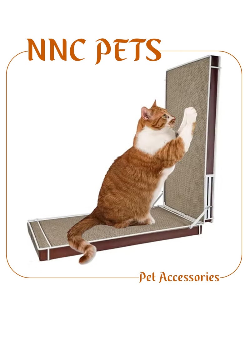 NNC PETS Cat scratching board for indoor cats & kittens, L-shaped wall-mounted cat scratcher with Catnip, Metal structure, and Corrugated cardboard, Durable cat play toy for feline claw care (44 cm) - Image 1