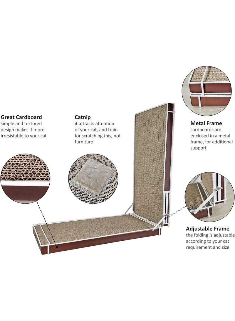NNC PETS Cat scratching board for indoor cats & kittens, L-shaped wall-mounted cat scratcher with Catnip, Metal structure, and Corrugated cardboard, Durable cat play toy for feline claw care (44 cm) - Image 4