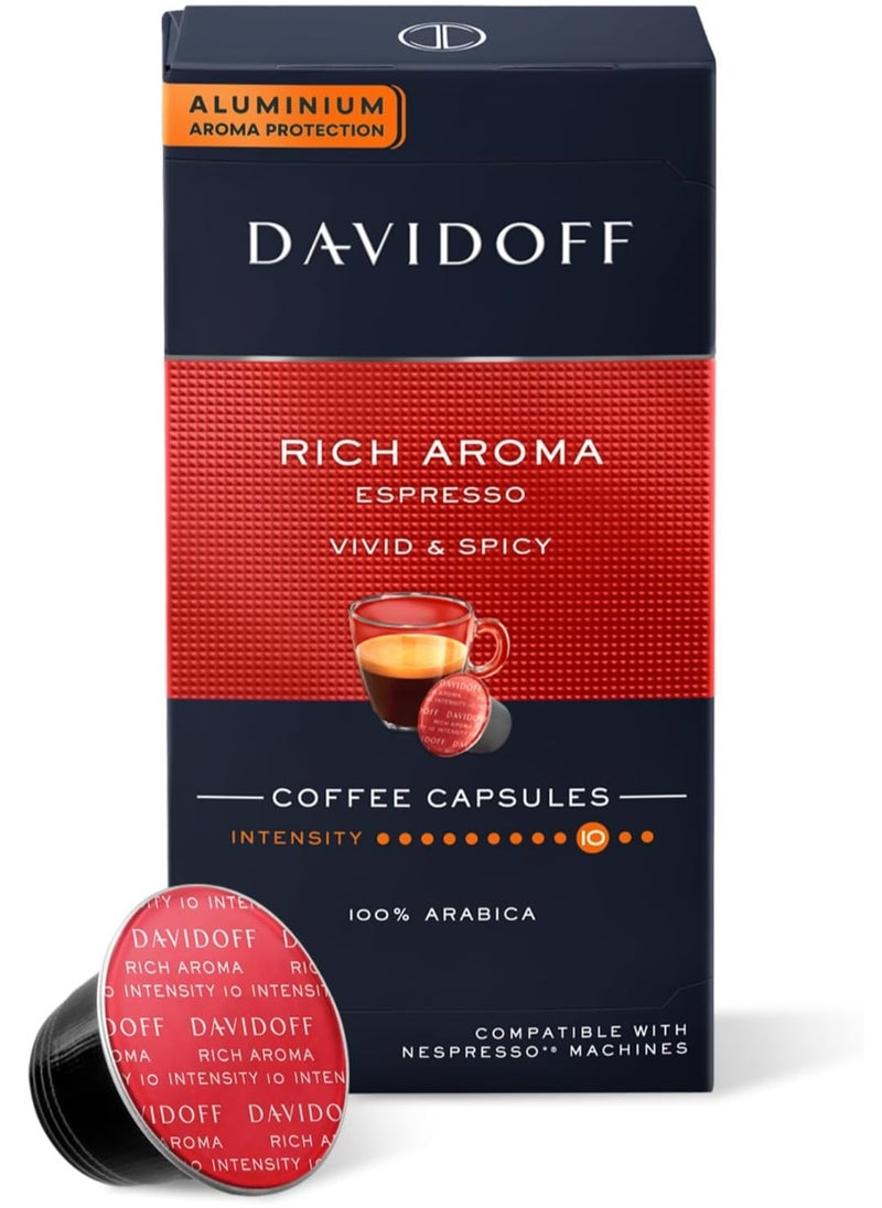 Davidoff Nespresso Rich Aroma Espresso Vivid and Spicy Coffee Capsules 55g  - Image 1