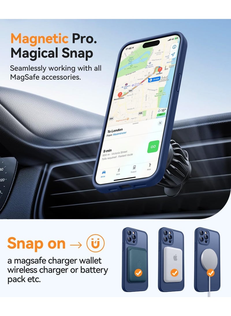 ESCASE Magnetic Cover for iPhone 12 Pro Max 6.7 Inch, MagSafe Compatible, Full Camera Protection, Translucent Matte Slim Protective Shockproof Case, Blue - Image 4