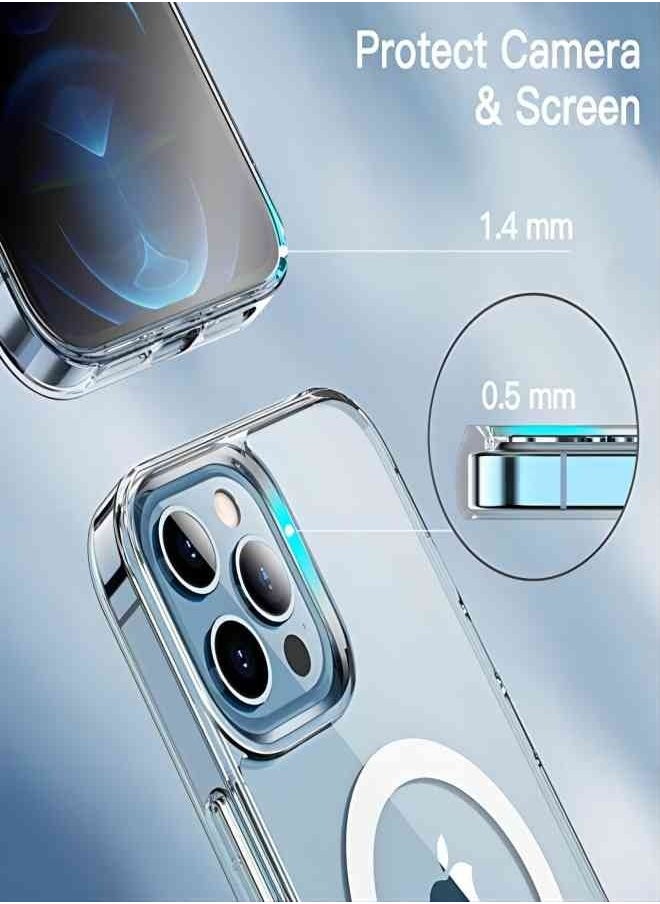 ESCASE - Suitable for iPhone12 Pro Max Magsafe Case 6.7" Slim Magnetic Case Anti-Yellowing Anti-Shock Anti-Drop Hard Back Crystal Phone Case - Image 1