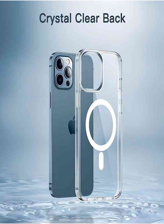 ESCASE - Suitable for iPhone12 Pro Max Magsafe Case 6.7" Slim Magnetic Case Anti-Yellowing Anti-Shock Anti-Drop Hard Back Crystal Phone Case - Image 1