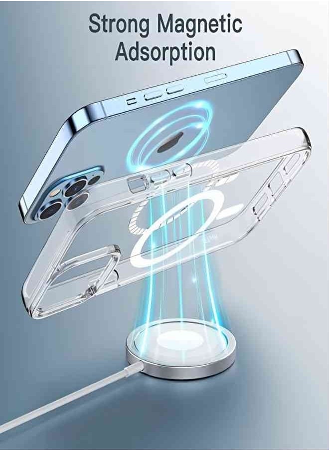 ESCASE - Suitable for iPhone12 Pro Max Magsafe Case 6.7" Slim Magnetic Case Anti-Yellowing Anti-Shock Anti-Drop Hard Back Crystal Phone Case - Image 1