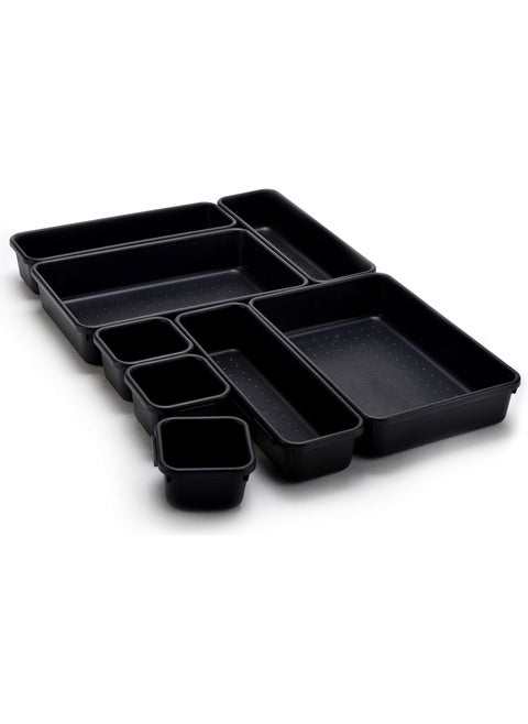 Interlocking Drawer Boxes, Durable Plastic, Different Diagrams to Guide Custom Layout, Great for Desk Drawer, Toolbox or Garage Organization, (8 Pack)