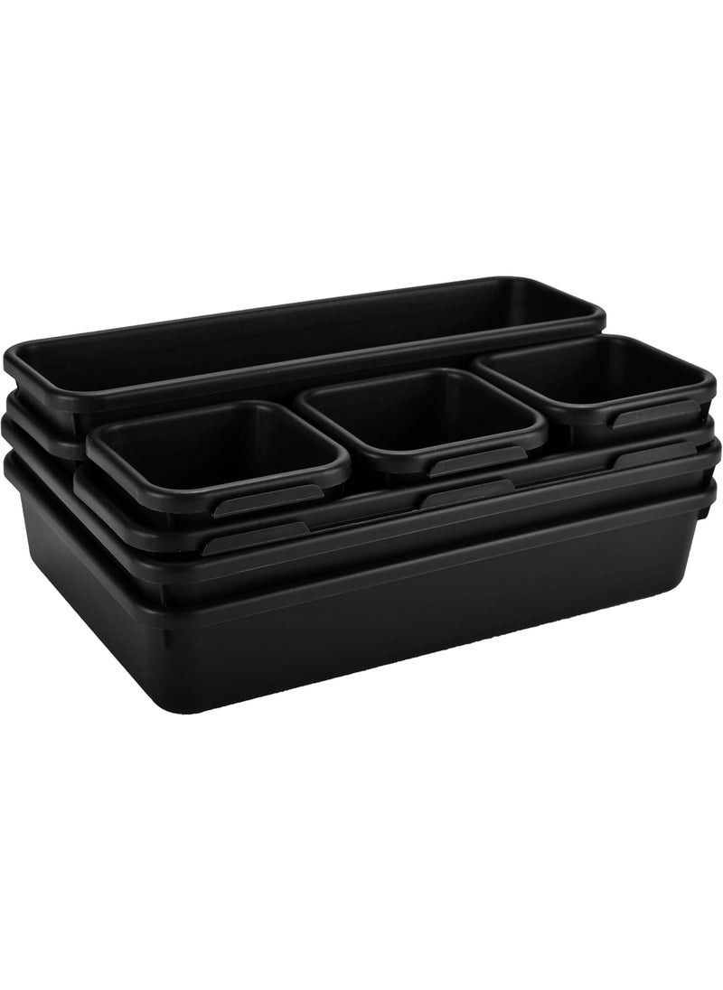 Interlocking Drawer Boxes, Durable Plastic, Different Diagrams to Guide Custom Layout, Great for Desk Drawer, Toolbox or Garage Organization, (8 Pack)