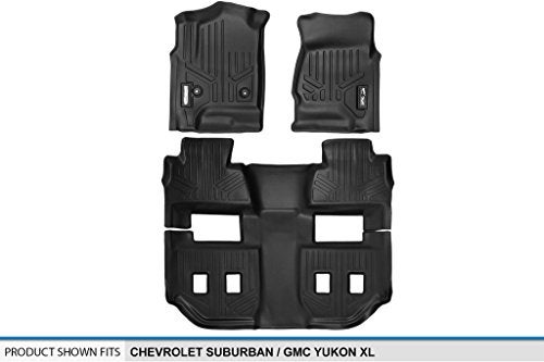 MAX LINER مجموعة بطانات الأرضيات MAXLINER 3 صفوف باللون الأسود لسيارة شيفروليه سوبربان 2015-2019 / جي إم سي يوكون XL (مع مقاعد دلو في الصف الثاني) - Image 5
