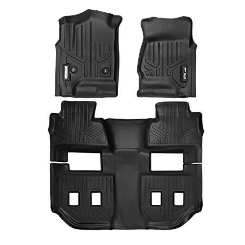 MAX LINER مجموعة بطانات الأرضيات MAXLINER 3 صفوف باللون الأسود لسيارة شيفروليه سوبربان 2015-2019 / جي إم سي يوكون XL (مع مقاعد دلو في الصف الثاني) - Image 1