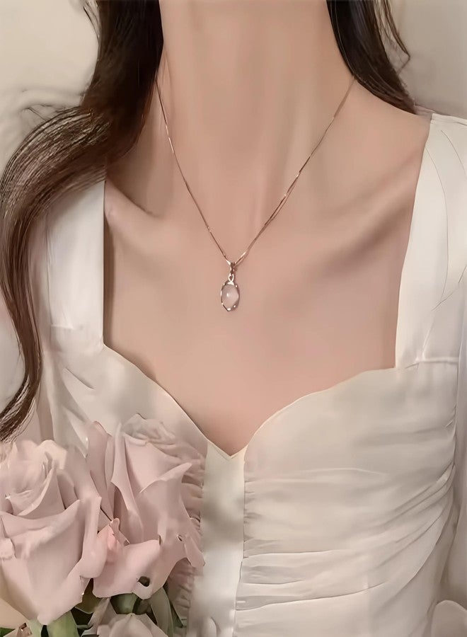 SHAHEEBA Elegant White Stone Pendant Necklace | Lightweight| Antitarnish| Stylish Party & Daily Jewelry | Skin-Friendly Gift for women and girl - Image 3