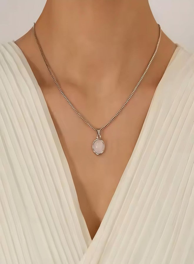 SHAHEEBA Elegant White Stone Pendant Necklace | Lightweight| Antitarnish| Stylish Party & Daily Jewelry | Skin-Friendly Gift for women and girl - Image 2