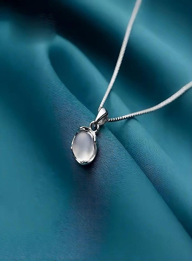 SHAHEEBA Elegant White Stone Pendant Necklace | Lightweight| Antitarnish| Stylish Party & Daily Jewelry | Skin-Friendly Gift for women and girl - Image 4