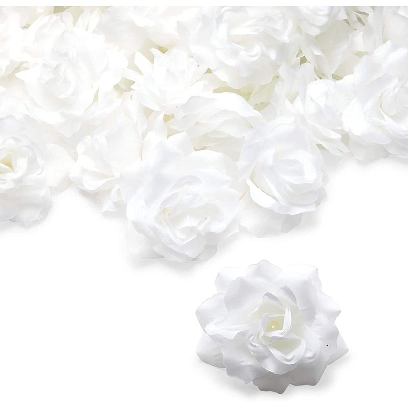 Bright Creations Artificial White Rose Flower Heads  4 Inch Artificial Rose for Wedding Decorations Parties and DIY Crafts 60 Pack