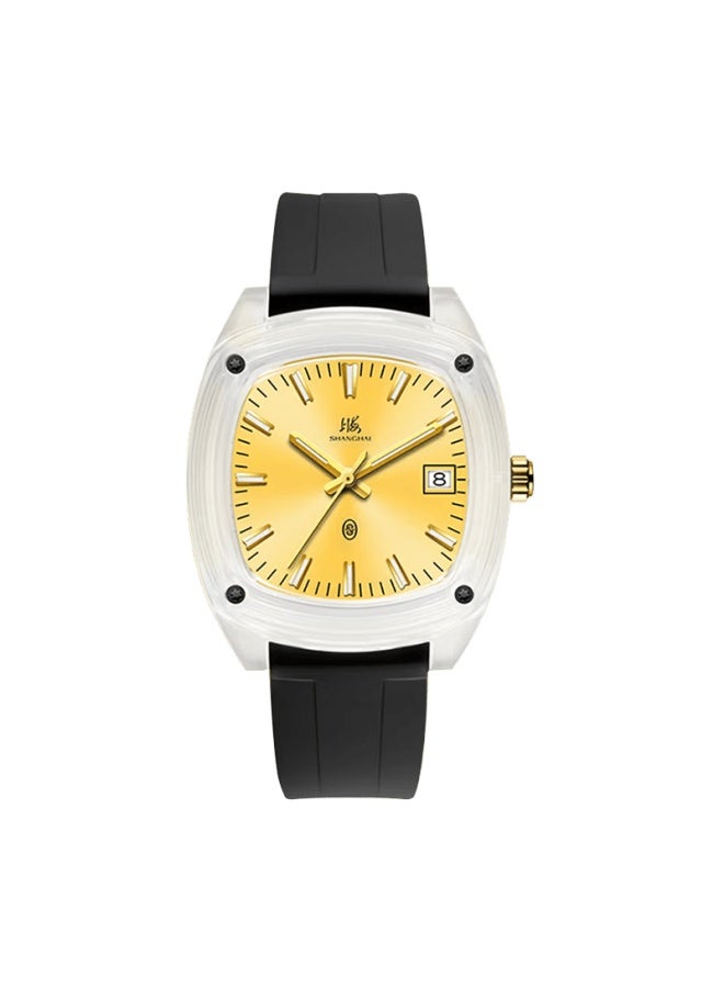 Shanghai Watch Gift National Series Dopamine Quartz Mechanical Style Silent Exam Wrisch Sh015 Yellow Dial - Image 5