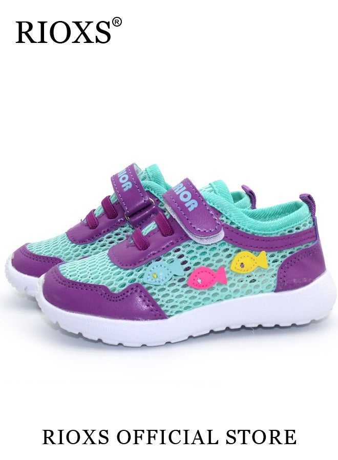 RIOXS Toddler Kids Unisex Sneakers Breathable Lightweight Running Sports Shoes with Leather Upper Easy to Wipe Fashion Athletic Casual Shoes for School Casual Wear - Image 2