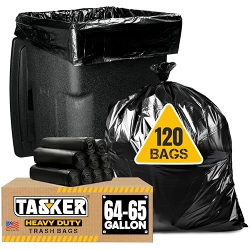 Tasker 65 Gallon Trash Bags Heavy Duty 120 Count Extra Large 64 Gallon Trash Bags for Toter Garbage Bag 65 Gallon Trash Can Liners - Image 2