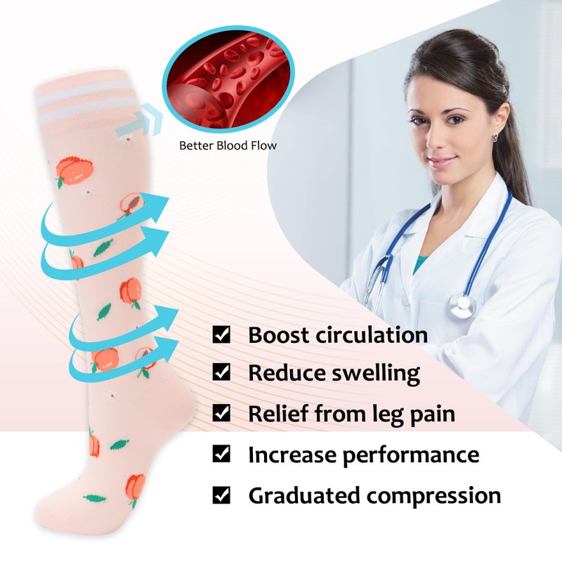 fenglaoda Compression Socks for Women Men Support Circulation 6 Pairs Socks For Nurse, Travel, Flight - Image 4