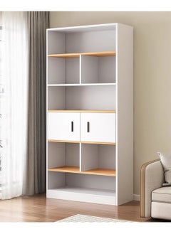 LEDIN 5 Tier Shelf Organizer with drawer and cabinet, Open Display Bookshelf, Decor Furniture for Home Office, Living Room, Bed Room (White, 181x62x24cm)  - Image 1