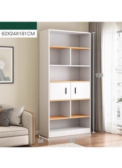 LEDIN 5 Tier Shelf Organizer with drawer and cabinet, Open Display Bookshelf, Decor Furniture for Home Office, Living Room, Bed Room (White, 181x62x24cm)  - Image 2