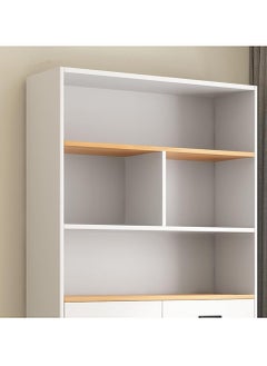 LEDIN 5 Tier Shelf Organizer with drawer and cabinet, Open Display Bookshelf, Decor Furniture for Home Office, Living Room, Bed Room (White, 181x62x24cm)  - Image 3