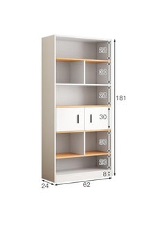 LEDIN 5 Tier Shelf Organizer with drawer and cabinet, Open Display Bookshelf, Decor Furniture for Home Office, Living Room, Bed Room (White, 181x62x24cm)  - Image 5