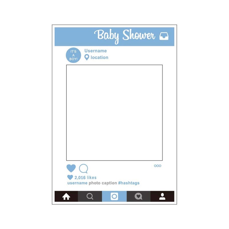 Trimming Shop Social Insta Funny Selfie Paper Frame Photo Booth for Baby Shower Gender Reveal Party Photography and Event Decorations Blue 1 Piece