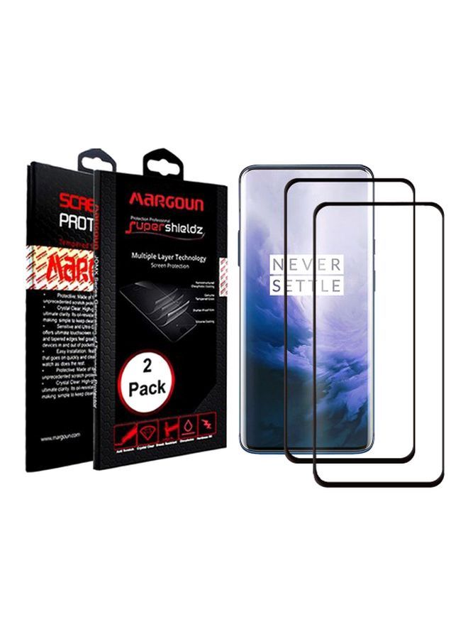 NIBEMINENT Pack Of 2 Tempered Glass Screen Protector For OnePlus 7 Pro Black/Clear - Image 2