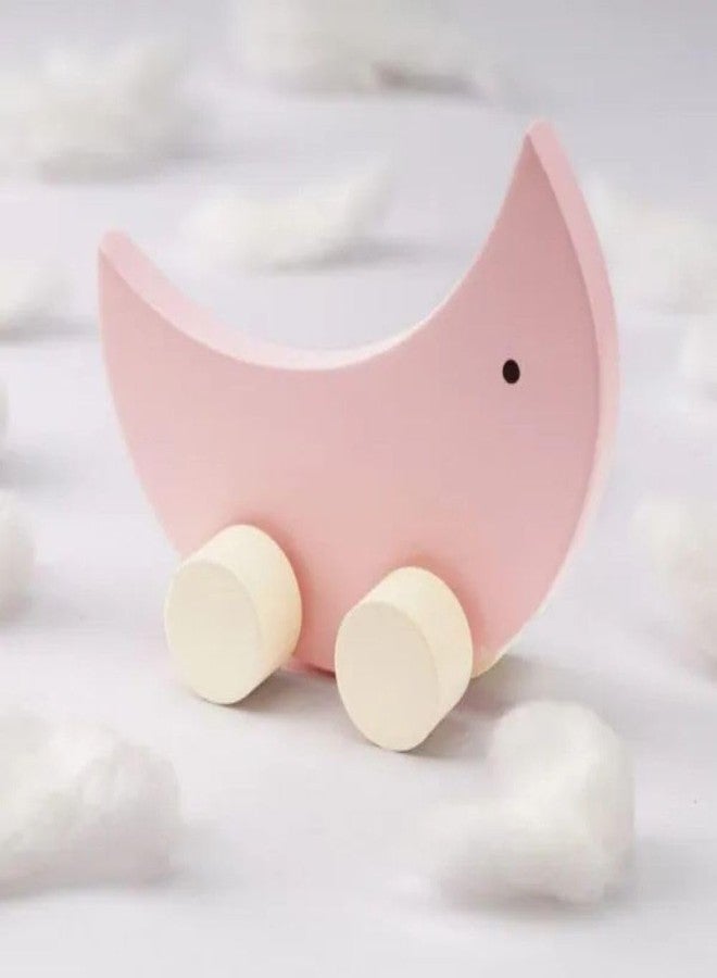 Jim N Jam Classic Wooden Moon Wheel Toy | Non Toxic Wooden Wheel Toy for Timeless Fun for Little Hands | Best for 1+ Years Old Kids. - Image 2