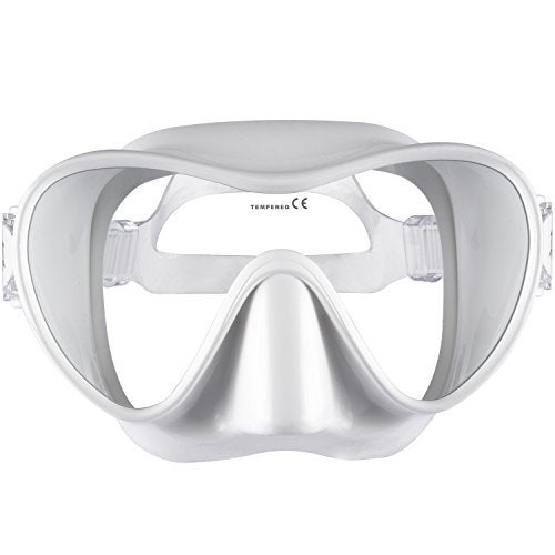 IST MP110 Frameless Dive Mask Single Panoramic Shatterproof Lens for Scuba Diving Snorkeling White - Image 1