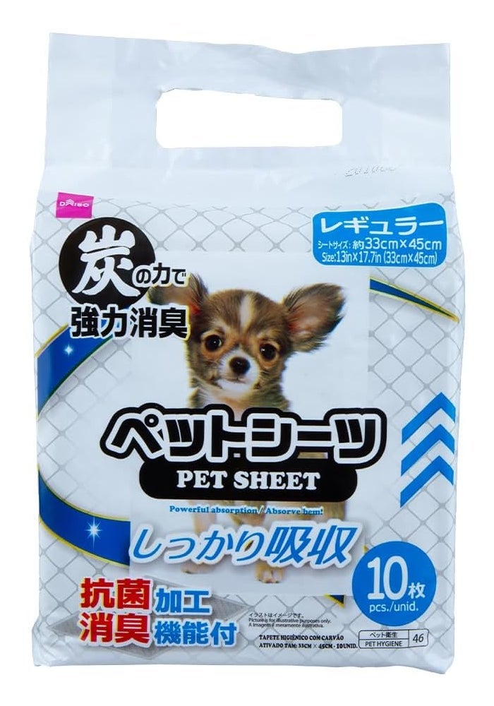 Daiso Pet Absorbent Pee Sheets for Dogs – 10pcs Training Pads (33 x 45 cm) - Image 1