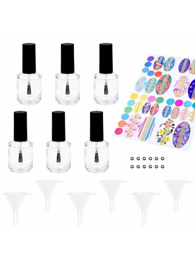 Kare Kind Empty Glass Nail Polish Bottles with Dupont Brushes (Set of 6, Clear) - Image 1