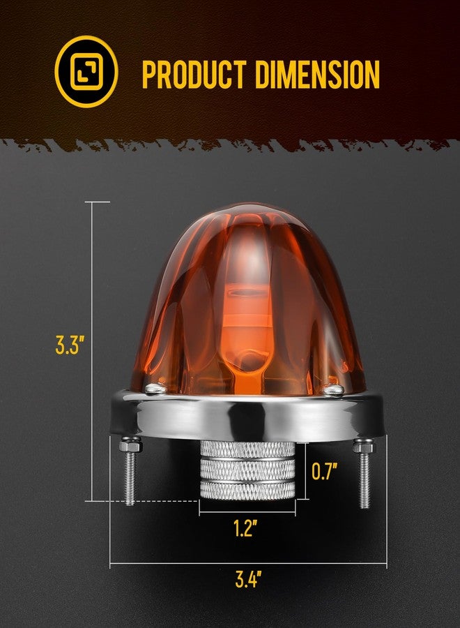 Partsam 2Pcs Amber Glass Lens Watermelon Lights [Patented] LED Side Marker Turn Signal Lights with Stainless Steel Bezel Replacement for Kenworth Peterbilt Freightliner - Image 5