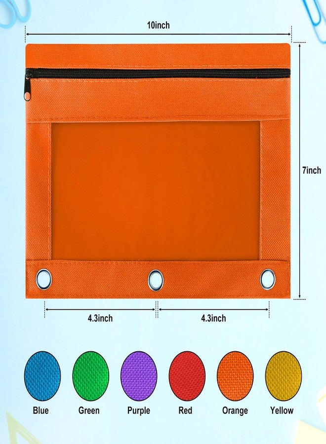 LURLIN Pencil Pouch for 3 Ring Binder, 36 Pack Bulk Pencil Bags with Zipper, 6 Colored Pencil Case for Classroom School Office supplies , Large Sturdy and Durable Cloth Pencil Pocket for 3 Holder Binder - Image 3