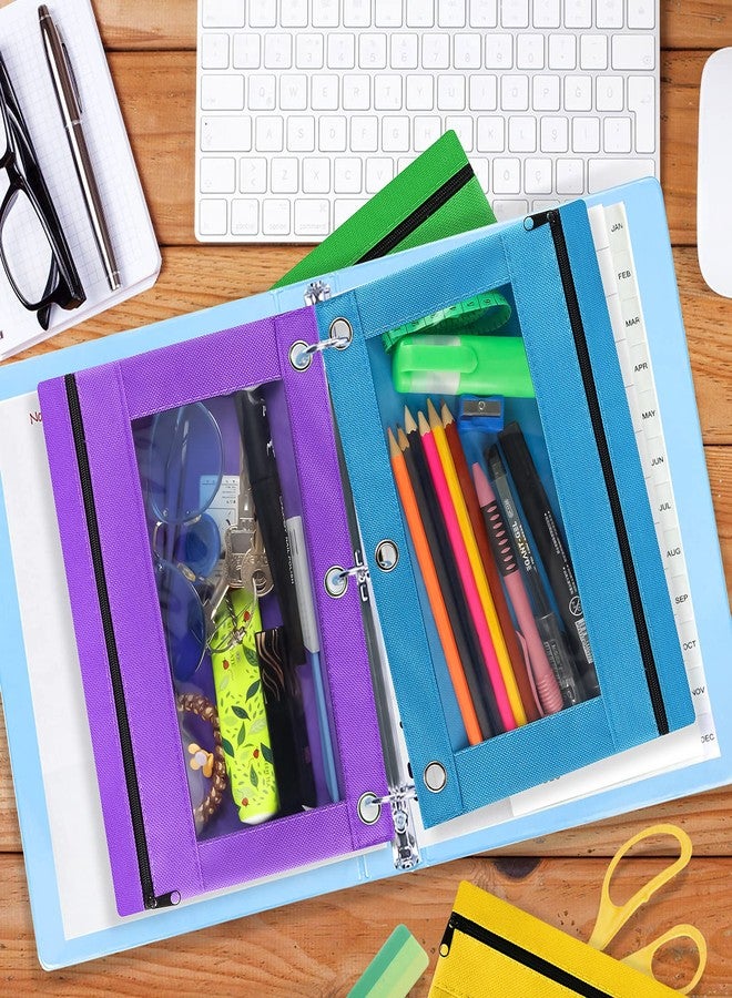 LURLIN Pencil Pouch for 3 Ring Binder, 36 Pack Bulk Pencil Bags with Zipper, 6 Colored Pencil Case for Classroom School Office supplies , Large Sturdy and Durable Cloth Pencil Pocket for 3 Holder Binder - Image 4