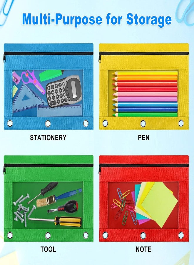 LURLIN Pencil Pouch for 3 Ring Binder, 36 Pack Bulk Pencil Bags with Zipper, 6 Colored Pencil Case for Classroom School Office supplies , Large Sturdy and Durable Cloth Pencil Pocket for 3 Holder Binder - Image 5