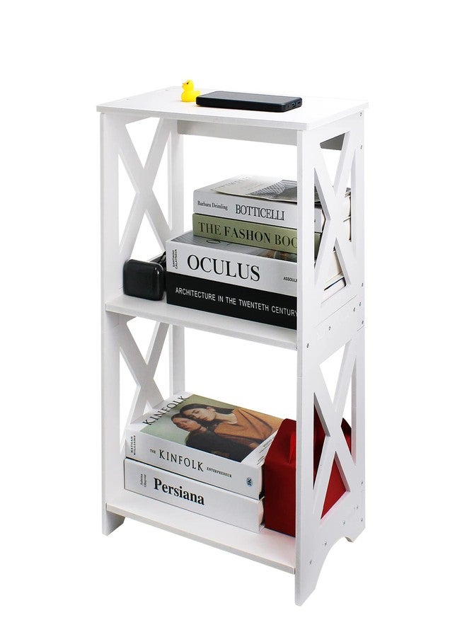 Lechay Small Side Table - White End Table for Small Spaces, Slim Nightstand, Bookshelf for Bedroom Office - Image 1